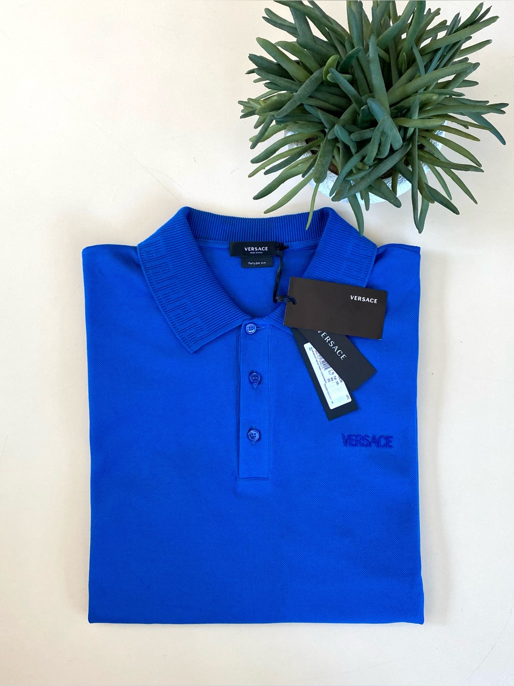 Versace - Men's Bright Blue Polo With Tonal Logo